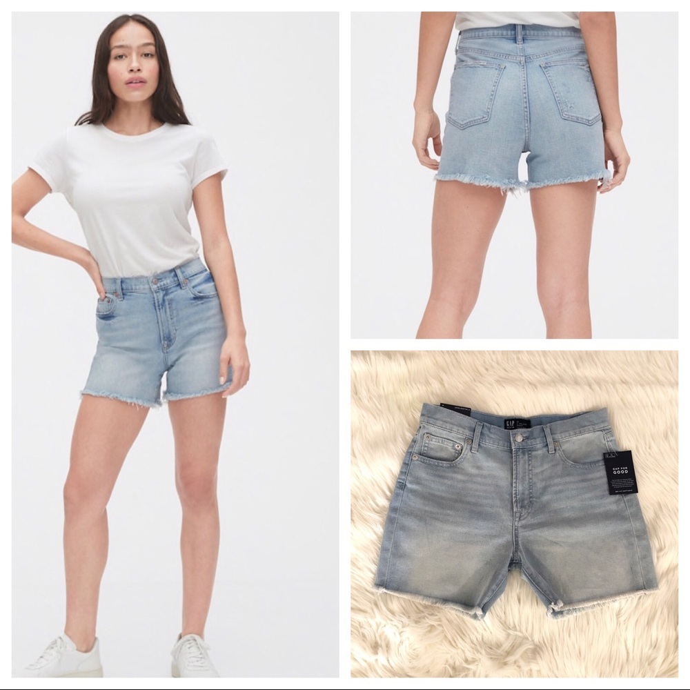 Gap Denim Stretch Mid Rise 5” Raw Hem Shorts NWT - Picture 1 of 8